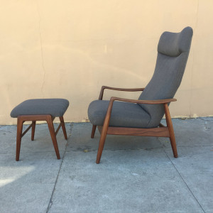 Danish mid century recliner attributed to Ib Kofod Larsen
