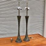 Pair of Hansen Patinated Bronze Lamps